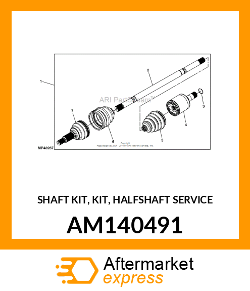 AXLE, KIT, FRONT, INNER BOOT AM140491