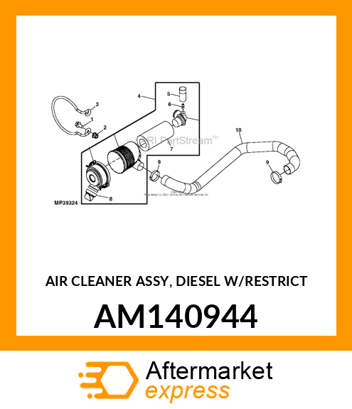AIR CLEANER ASSY, DIESEL W/RESTRICT AM140944