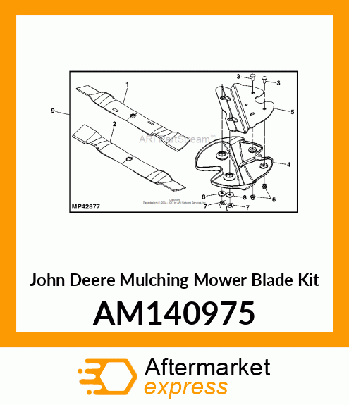 MOWER BLADE KIT, 42R MULCH BLADE KI AM140975