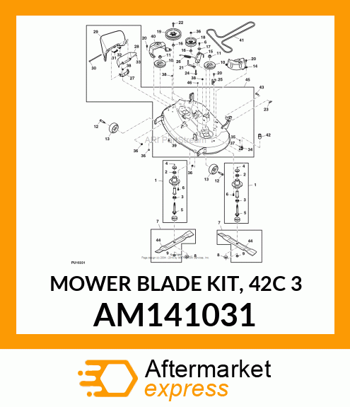 MOWER BLADE KIT, 42C 3 AM141031