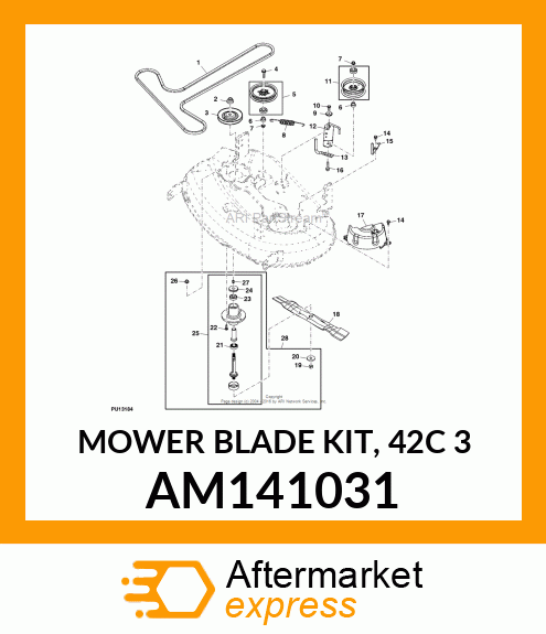 MOWER BLADE KIT, 42C 3 AM141031