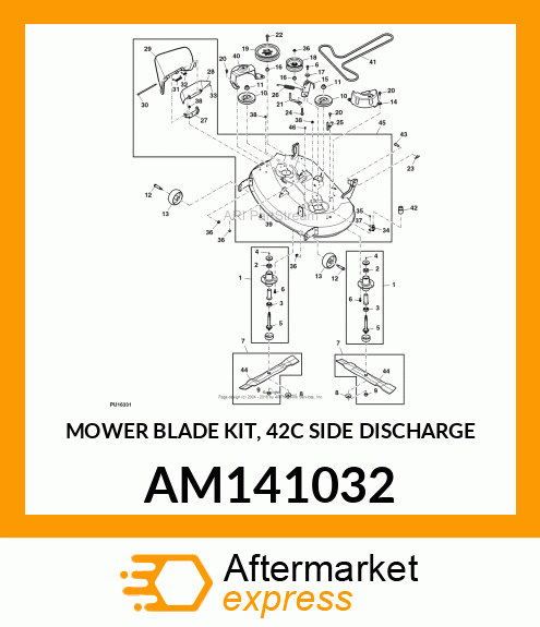 MOWER BLADE KIT, 42C SIDE DISCHARGE AM141032