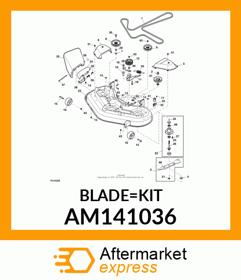 MOWER BLADE KIT, 48 CUT AND THROW B AM141036