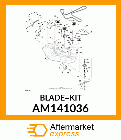 MOWER BLADE KIT, 48 CUT AND THROW B AM141036