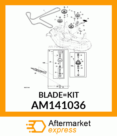 MOWER BLADE KIT, 48 CUT AND THROW B AM141036