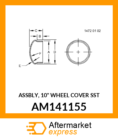 ASSBLY, 10" WHEEL COVER SST AM141155