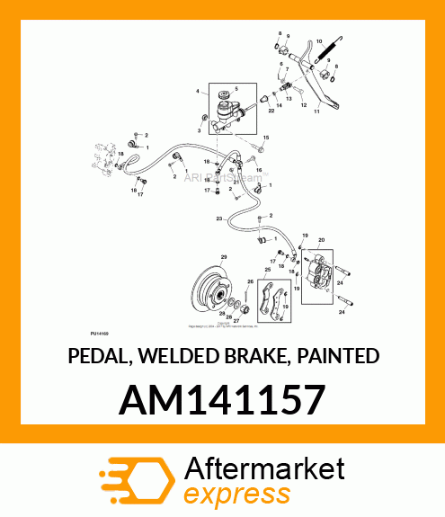 PEDAL, WELDED BRAKE, PAINTED AM141157