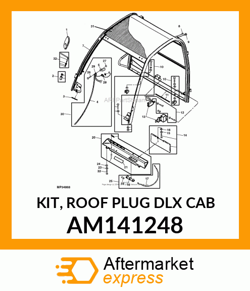 KIT, ROOF PLUG DLX CAB AM141248