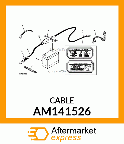 BATTERY CABLE, CABLE, POSITIVE BATT AM141526