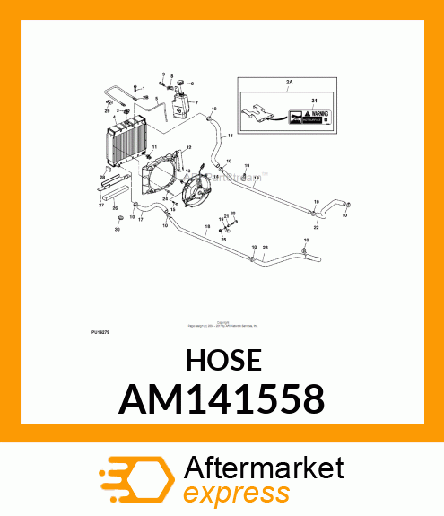 HOSE, BOTTOM TANK WITH CLAMPS AM141558