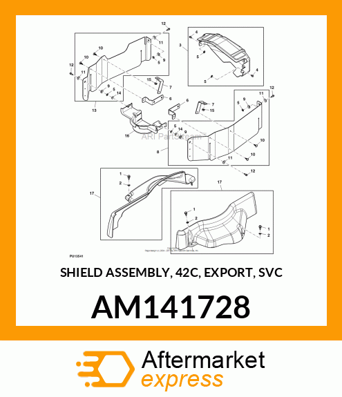 SHIELD ASSEMBLY, 42C, EXPORT, SVC AM141728