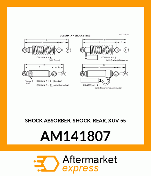 SHOCK ABSORBER, SHOCK, REAR, XUV 55 AM141807