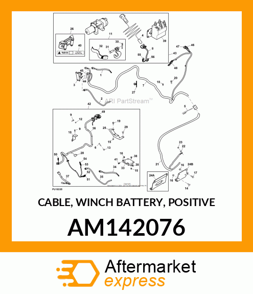 CABLE, WINCH BATTERY, POSITIVE AM142076