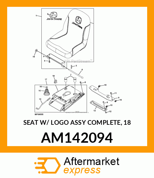 SEAT W/ LOGO ASSY COMPLETE, 18 AM142094