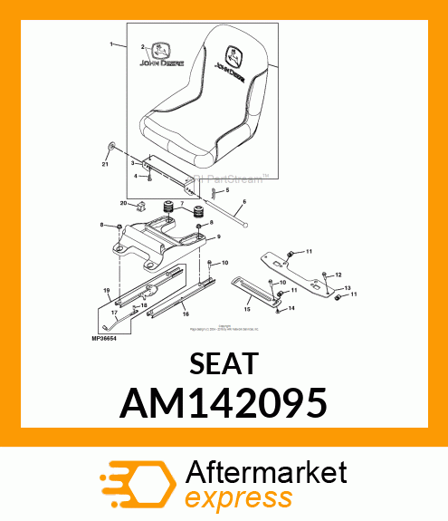 SEAT W/ LOGO ASSY COMPLETE, 15" AM142095