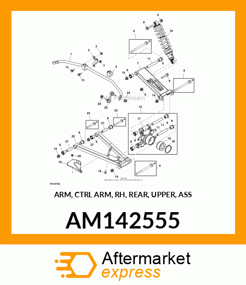 ARM, CTRL ARM, RH, REAR, UPPER, ASS AM142555