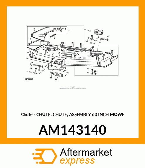 Chute - CHUTE, CHUTE, ASSEMBLY 60 INCH MOWE AM143140