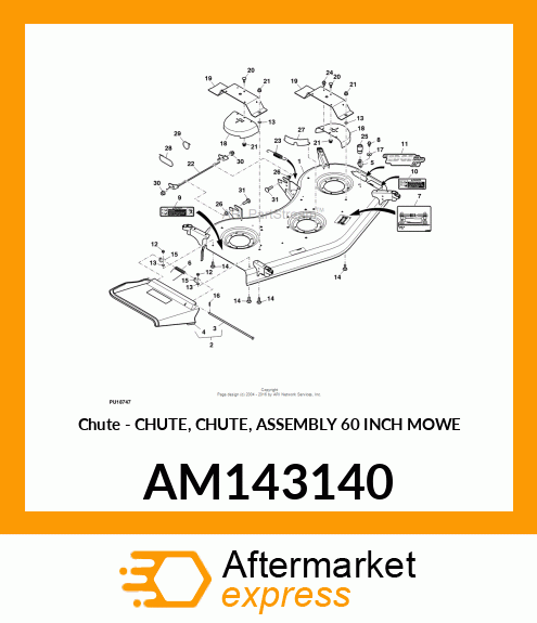 Chute - CHUTE, CHUTE, ASSEMBLY 60 INCH MOWE AM143140