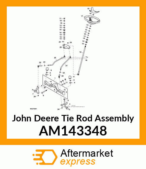 TIE ROD ASSEMBLY, LF W/O END, 2WS AM143348