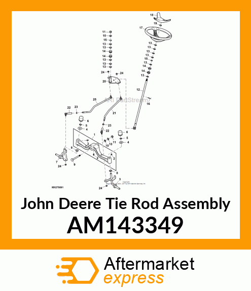 TIE ROD ASSEMBLY, RF W/O END, 2WS AM143349