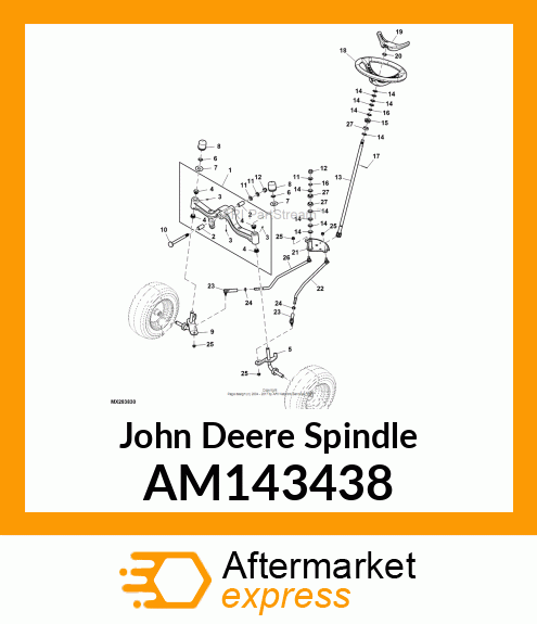 SPINDLE, RH MANUAL, 15X6.50 AM143438