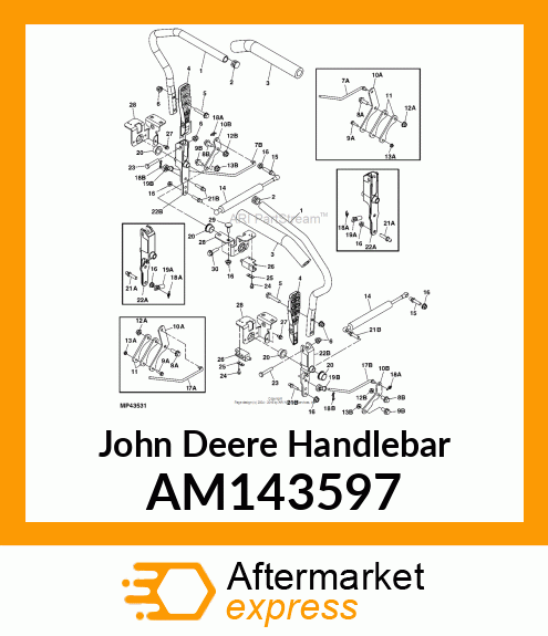 HANDLEBAR, W/ GRIP FOR SERVICE AM143597