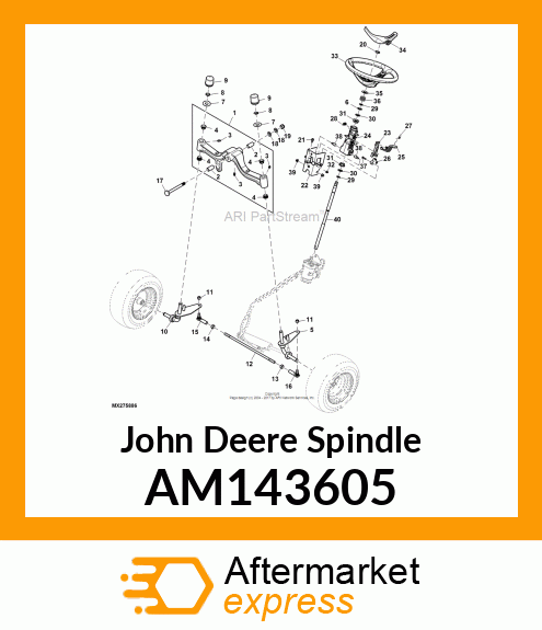 SPINDLE, LH PWR, 15X6.50 AM143605