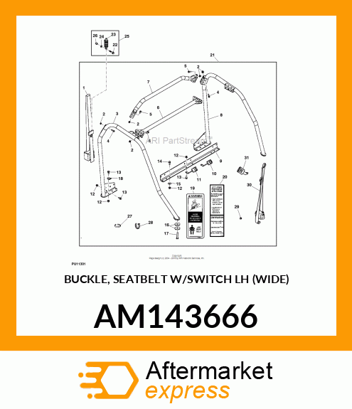 BUCKLE, SEATBELT W/SWITCH LH (WIDE) AM143666