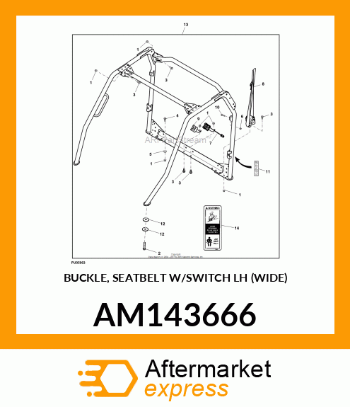 BUCKLE, SEATBELT W/SWITCH LH (WIDE) AM143666