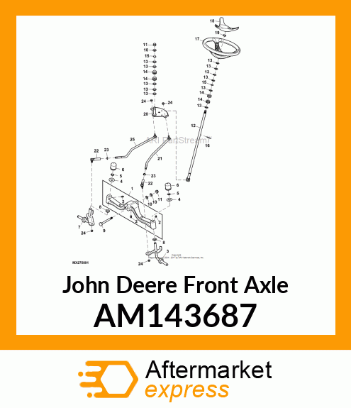 AXLE, FRONT W/ZERKS AM143687