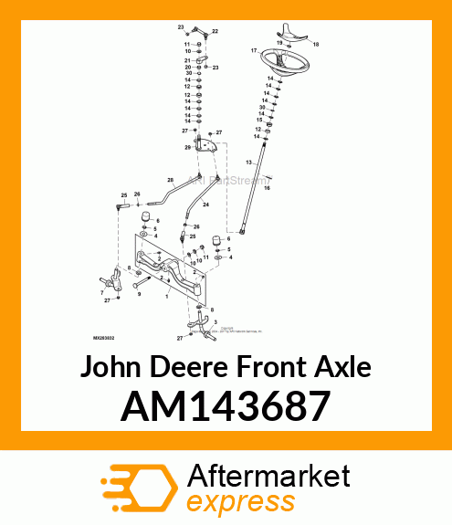 AXLE, FRONT W/ZERKS AM143687