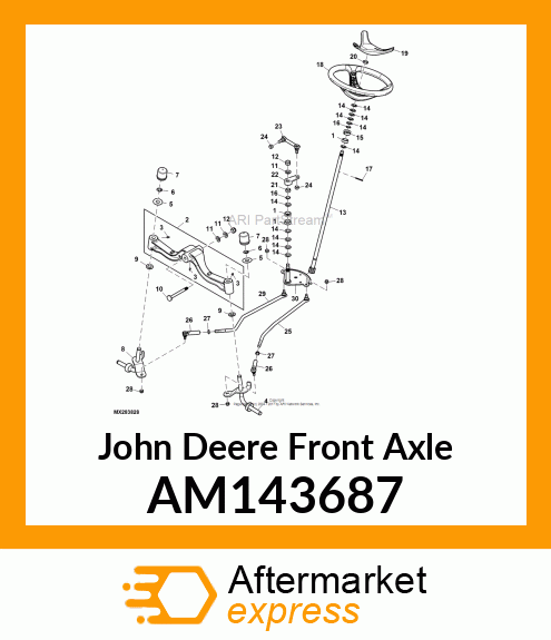 AXLE, FRONT W/ZERKS AM143687