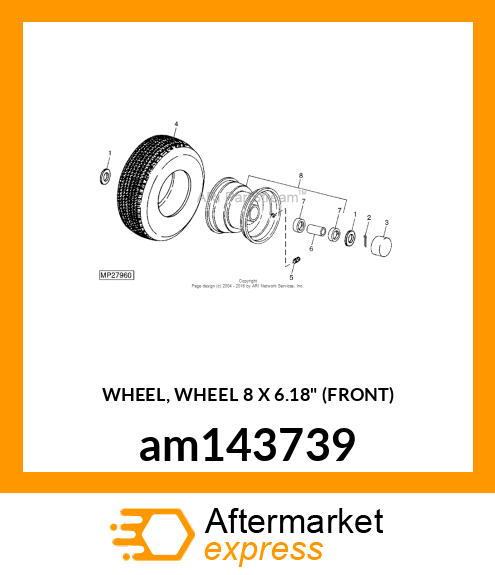 WHEEL, WHEEL 8 X 6.18" (FRONT) am143739