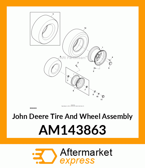 WHEEL, ASM, 8" X 5.38" AM143863