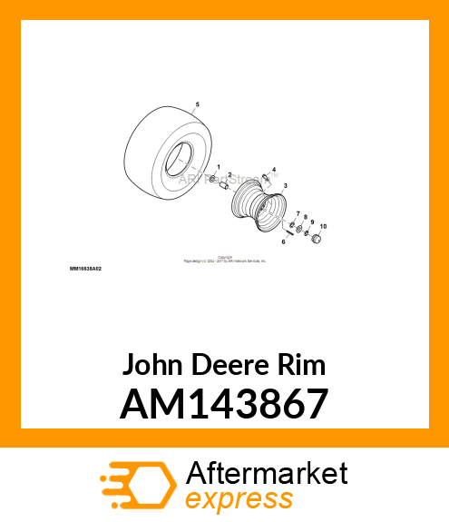 RIM, WHEEL, ASM 8" X 7.0" AM143867