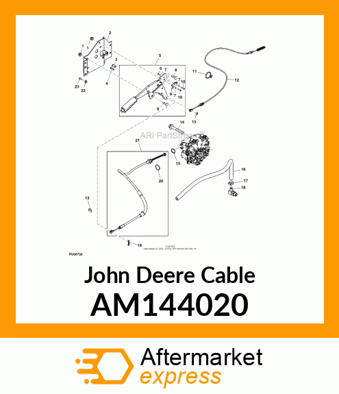 CABLE, ASSY, WET PARK BRAKE, 2P SI AM144020