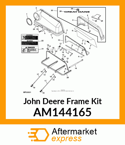 KIT, REPLACEMNT HOPPER FRAME AM144165