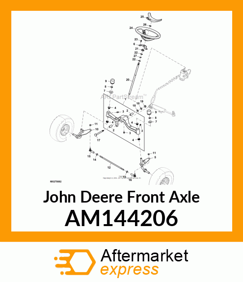 AXLE, FRONT W/BUSHINGS AND ZERKS AM144206