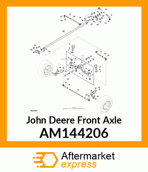 AXLE, FRONT W/BUSHINGS AND ZERKS AM144206