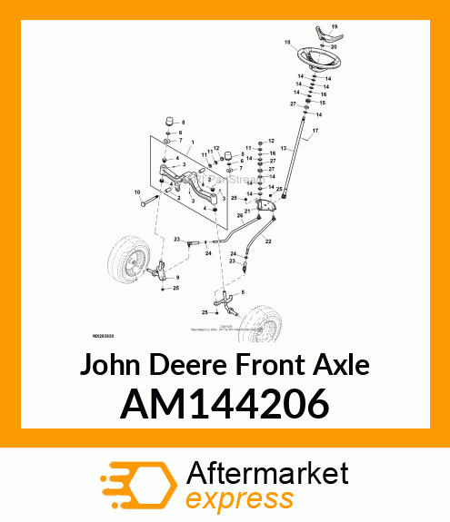 AXLE, FRONT W/BUSHINGS AND ZERKS AM144206