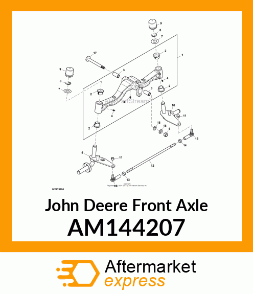 AXLE, FRONT W/BUSHINGS AND ZERKS AM144207