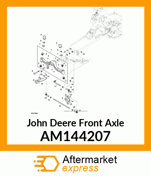 AXLE, FRONT W/BUSHINGS AND ZERKS AM144207