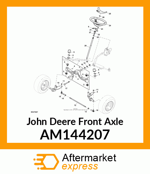 AXLE, FRONT W/BUSHINGS AND ZERKS AM144207