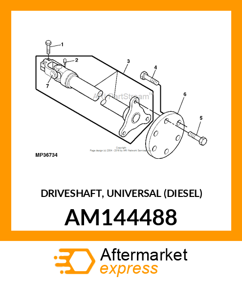 DRIVESHAFT, UNIVERSAL (DIESEL) AM144488