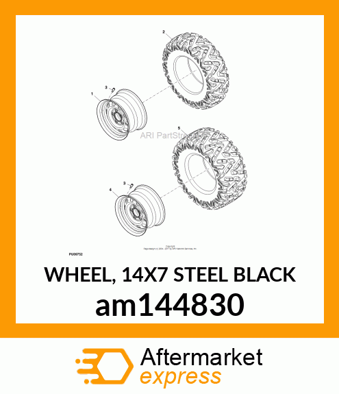 WHEEL, 14X7 STEEL BLACK am144830