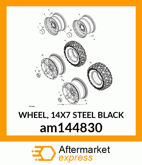 WHEEL, 14X7 STEEL BLACK am144830