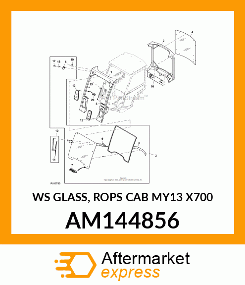 WS GLASS, ROPS CAB MY13 X700 AM144856