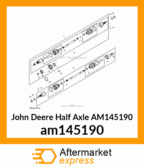 HALF AXLE, ASSY, AXLE SHAFT, BEARIN AM145190