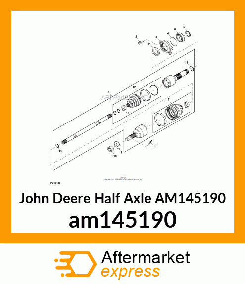 HALF AXLE, ASSY, AXLE SHAFT, BEARIN AM145190