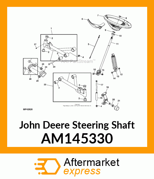 STEERING SHAFT, STEERING SHAFT KIT AM145330